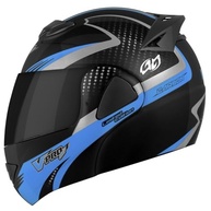 Capacete Escamoteável Pro Tork V-Pro Jet 2 Carbon Preto/Azul - Tamanho 62 - Viseira Fumê - imagem 2