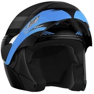 Capacete Escamoteável Pro Tork V-Pro Jet 2 Carbon Preto/Azul - Tamanho 62 - Viseira Fumê - imagem 4
