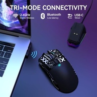 ATTACK SHARK X11 Mouse sem fio leve, 62g, RGB, conexão tri-modo (2.4G/USB-C/BT), 22K DPI, sensor PAW3311, 5 botões programáveis, base de carregamento RGB, compatível com PC/Mac-Preto+Tape - imagem 3