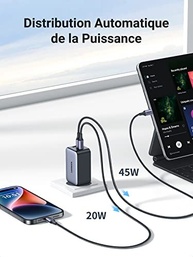 Carregador UGREEN 65W GaN USB-C: 3 Portas, PD Rápido para MacBook, iPhone, Samsung e Mais - imagem 5