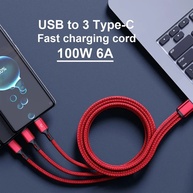 Cabo USB-C 6A 100W 3 em 1: Carregamento Turbo! - imagem 2