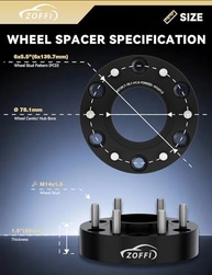 ZOFFI Espaçadores de Roda 38mm Hubcentric 6x139.7 para Silverado, Sierra, Tahoe, Yukon e mais - Kit 4 Peças - imagem 3