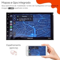 Central Multimídia Universal 7" CarPlay Android Auto Espelhamento Sem Fio + Câmera de Ré 60W - imagem 3