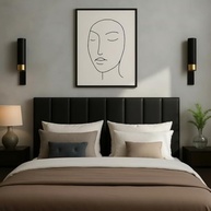 Cabeceira Cama Box Casal 7 Módulos Estofada Modular Moderna 60x20 cm Preto - imagem 3