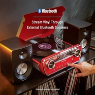 Crosley Powel CR6047A-RE: Toca-Discos 7 em 1 Bluetooth, Rádio AM/FM, CD e Mais - Vermelho Vibrante - imagem 5