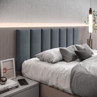 Cabeceira Cama Box Casal com 7 Módulos Estofados em Suede Preto - Design Moderno e Confortável - imagem 3