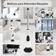 Esfregão Elétrico Giratório Sem Fio - 7 Cabeças, Recarregável, Cabo Extensível - Limpeza Profunda em Pisos, Cozinha e Banheiro - imagem 3