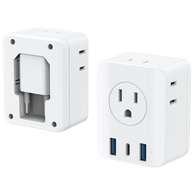 Pacote 2 Adaptadores de Tomada Europeus Olcorife: 7 Dispositivos, 3 USB, Dobrável - imagem 1