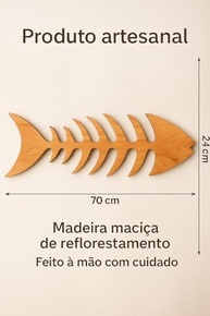 Quadro Espinha de Peixe em Madeira Maciça - Decoração Rústica para Casa e Praia | 70x24 cm - imagem 3