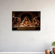 Quadro Decorativo Santa Ceia em Madeira 70x50cm | Arte Religiosa Multicolorida - imagem 4