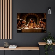 Quadro Decorativo Santa Ceia em Madeira 70x50cm | Arte Religiosa Multicolorida - imagem 5