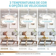 Ventilador de Teto 107CM com Luz LED 72W, 6 Velocidades, Controle Remoto - Design Moderno e Silencioso - imagem 3