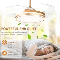 Ventilador de Teto 107CM Dourado com LED 72W e Controle Remoto - 6 Velocidades Inverter - imagem 4