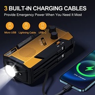 Rádio de Emergência Manivela NOAA 7400mAh: Energia Solar, AM/FM e Carregador 3 em 1 - imagem 3