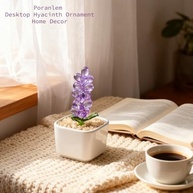 Jacinto de Vidro Decorativo em Vaso de Cerâmica Branco - Ornam. Mesa Moderno 7,6cm - imagem 5