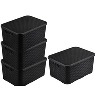 Kit 4 Caixas Organizadoras Rattan 7L com Tampa - Decore e Organize com Estilo - imagem 1