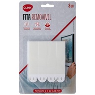 Kit com 8 Fitas Adesivas Removíveis Brancas 8,5cm - Fixação Sem Furos - imagem 1