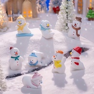 Conjunto de 8 Estatuetas de Resina Art Déco - Boneco de Neve e Amigos | Decoração Festiva e Coleção para Casa - imagem 1