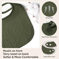 Bearmoss Babadores de musselina para bebês, pacote com 8, 100% algodão, bandana, quadrado, ajustável, presente para bebês meninas, meninos, baba de dentição - imagem 3