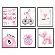 Pôsteres Estéticos Coquette para Quarto - Rosa Disco 8 Bolas, 6 Peças 20x25cm, Decoração Moderna para Adolescentes e Dormitórios - imagem 1