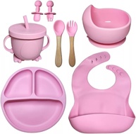 Kit Introdução Alimentar Bebê 8 Peças em Silicone Rosa - Seguro, Atóxico e Antibacteriano - imagem 2
