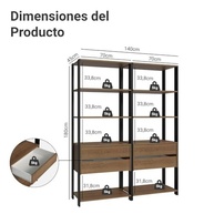 Estante Multiuso 4 Gavetas 8 Prateleiras 140cm Rustic/Preto - Organize com Estilo e Funcionalidade - imagem 4