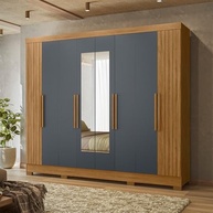 Guarda-Roupa Casal Diplomata 8 Portas com Espelhos e 4 Gavetas - Freijó/Cinza - imagem 2