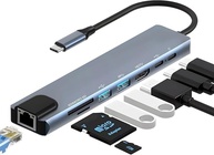 Adaptador Hub 8 em 1 USB-C com HDMI 4K + VGA + RJ45 + PD 100W + 2 USB 3.0 + SD/TF - Para MacBook, Windows, Chromebook, Notebook, Tablet e Celular - Conversor Multiportas USB-C para HDMI/VGA/Ethernet - imagem 1