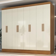 Guarda-Roupa Casal 8 Portas 4 Gavetas Jatobá Yescasa Cinamomo/Off White - Design Moderno e Espaçoso - imagem 2
