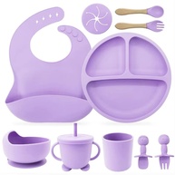 Kit Introdução Alimentar Bebê 8 Peças com Silicone Antitóxico Lilás - imagem 1