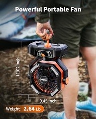 Ventilador Portátil coldSky 20000mAh com Motores Duplos, 8 Velocidades, 4 LEDs e Controle Remoto - Ideal para Camping, Emergências e Ambientes Externos - imagem 3