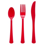 Talheres de Plástico Rígido Extra Pesado - Combo 8 Lugares Vermelho - imagem 1
