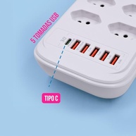 Extensão Elétrica 8 Tomadas + 5 USB (PD 22W Tipo C) - Carregamento Rápido e Organização - imagem 3