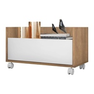 Mesa de Cabeceira 80 cm com Rodízios Rustic Branco - Design Moderno e Funcional - imagem 1