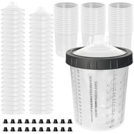 Sistema de copos de tinta descartáveis de 800 ml para pistola de pulverização automotiva HVLP e LVLP, copos de filtro de medição de mistura compatíveis com PPS com filtro de 125 mícrons, 45 - imagem 2