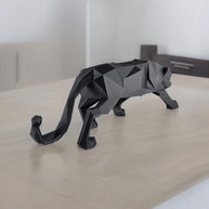 Escultura Decorativa Onça Geométrica Moderna em Preto - Estatueta 25 cm x 8,5 cm - imagem 3