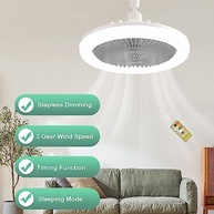 Ventilador de Teto Pequeno com Luz LED e Controle Remoto | 85-265V para Ambientes Internos e Externos - imagem 4