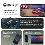 Smartphone Motorola Moto G55 5G 256GB 16GB RAM (8GB+8GB Boost) Câmera 50MP AI NFC Rosa - imagem 5