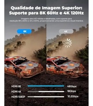 Cabo HDMI 2.1 8K 2m Ultra Rápido 48Gbps | HDR10, eARC, VRR | Ideal para TV 4K, Monitor Gamer, PC e Projetor | Conector Banhado a Ouro e Cabo Reforçado - imagem 2