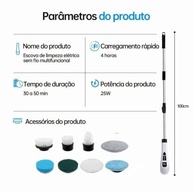Esfregão Elétrico Giratório 9 em 1 com Cabo Ajustável e 9 Cabeças – Limpeza Poderosa e Sem Esforço para Pisos, Azulejos e Banheiros - imagem 4
