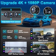 Tela CarPlay Portátil Eoyaa 9" 4K com Android Auto, Câmera 1080p e GPS - Conectividade Sem Fio e Instalação Fácil - imagem 4