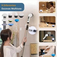 Esfregão Elétrico Giratório 360° - MOP Recarregável 9 em 1 com Escova Rotativa para Limpeza Profunda de Pisos, Azulejos e Banheiros - imagem 4