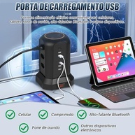 Torre de Tomada Inteligente: 9 Tomadas, 4 USB-A, 2 USB-C - Energia Segura e Organizada - imagem 5
