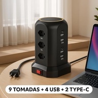 Torre de Tomada EzyLife®: 9 Tomadas + 6 USB (Tipo-C) - Potência 2500W | Organização e Segurança - imagem 3