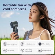 Ventilador Portátil com Resfriamento por Gelo | 199 Velocidades, Bateria 6000mAh, Dobrável 90° - imagem 3