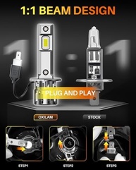 Lâmpadas H1 OXILAM: 900% Mais Brilho, 16 Chips CSP, 6500K Branco Puro - Upgrade Canbus - imagem 5