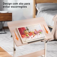 Mesa Ajustável Dobrável Nogueira-Flip com Rodinhas | Altura Regulável 70-90cm - imagem 4