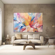 Quadro Decorativo Abstrato 90x60cm - Tecido Premium para Quarto e Sala - imagem 1