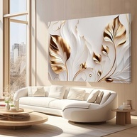 Quadros Decorativos 90x60cm - Arte Floral Dourado para Sala, Quarto e Escritório | Impressão Premium em Tecido - imagem 2
