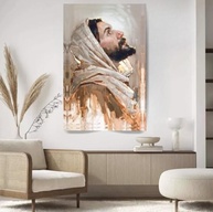 Quadro Decorativo Religioso Jesus Cristo 90x60cm Canvas em Madeira Maciça - Arte Sagrada para Sala - imagem 2